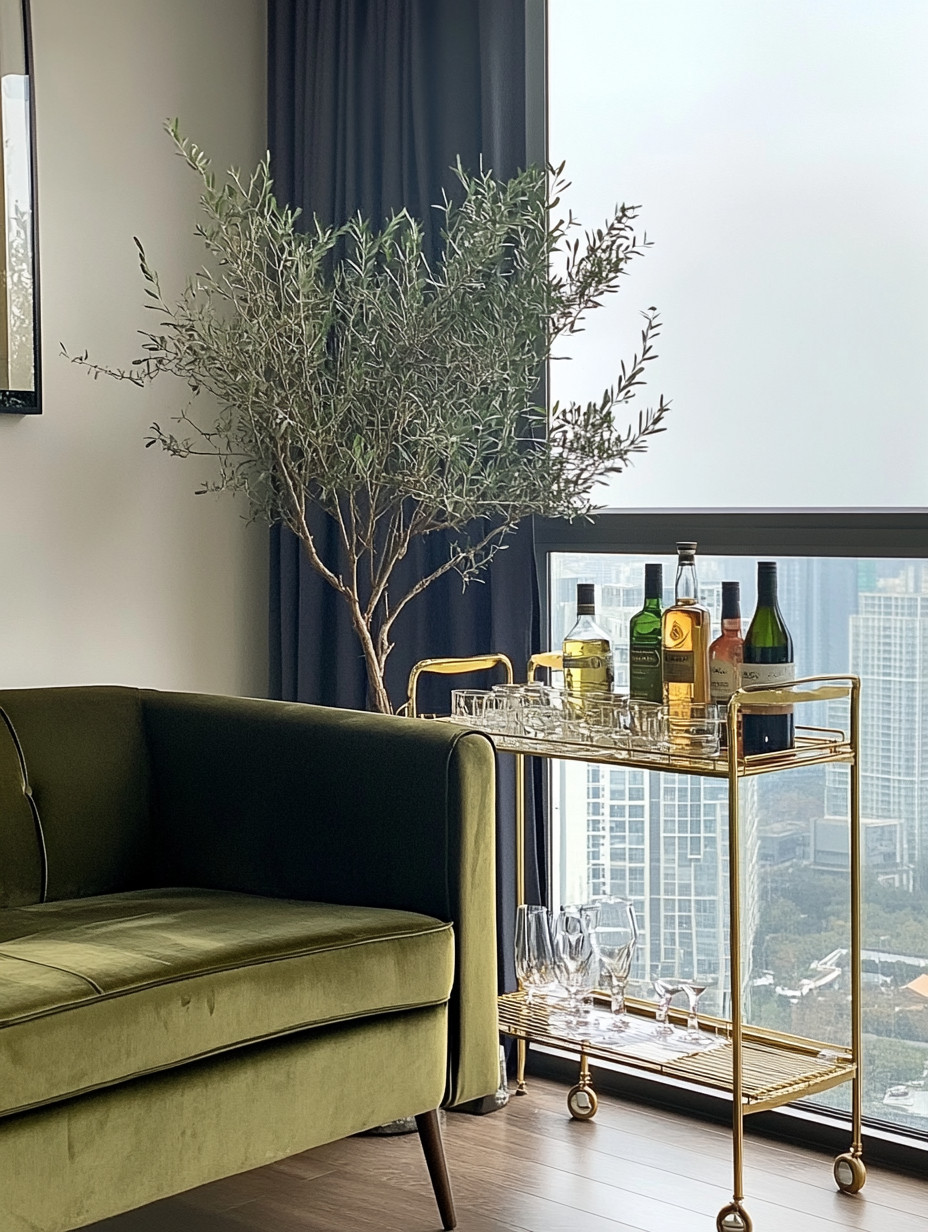 This modern gold bar cart is one of those timeless pieces that instantly elevates a living space. Placed next to a sofa, it creates a relaxed yet refined corner—perfect for winding down at the end of the day or entertaining effortlessly. The sleek gold finish adds warmth and understated glamour, while the open design keeps everything light, functional, and visually elegant.

What makes a bar cart a must-have in a modern home is its versatility. It’s not just for drinks—it’s a movable styling piece that adapts to your space whenever you need it. Paired with a plush sofa, a soft olive tree, and natural light, the bar cart becomes part of the room’s design language, adding structure, shine, and intention. Bar carts have been around for decades, but styled this way, they feel current, elevated, and perfectly suited for contemporary living.

#BarCartStyling #ModernHomeDecor #LivingRoomInspo 

 #LTKHome