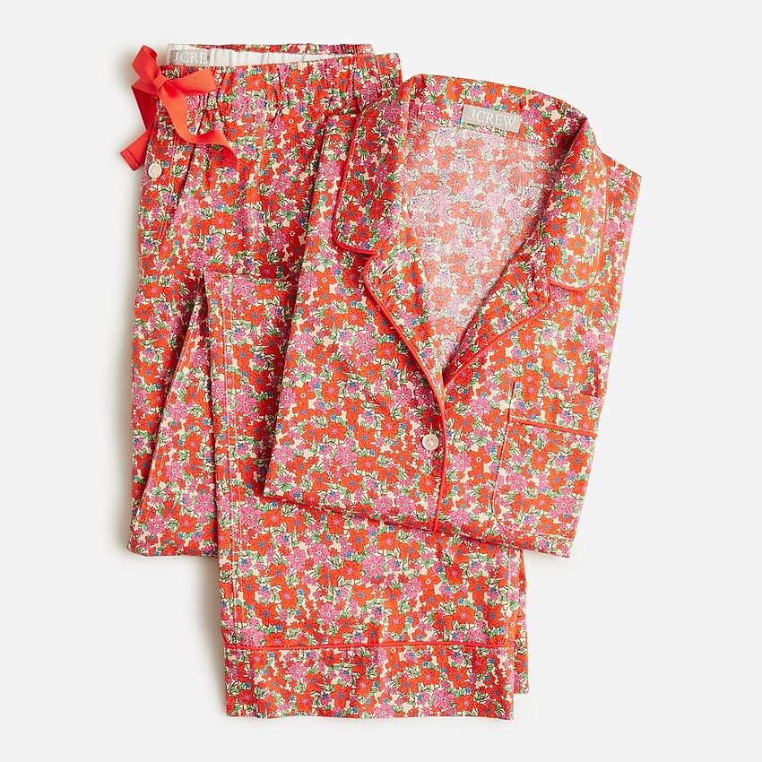 Long-sleeve cotton poplin pajama set in brilliant blooms | J.Crew US