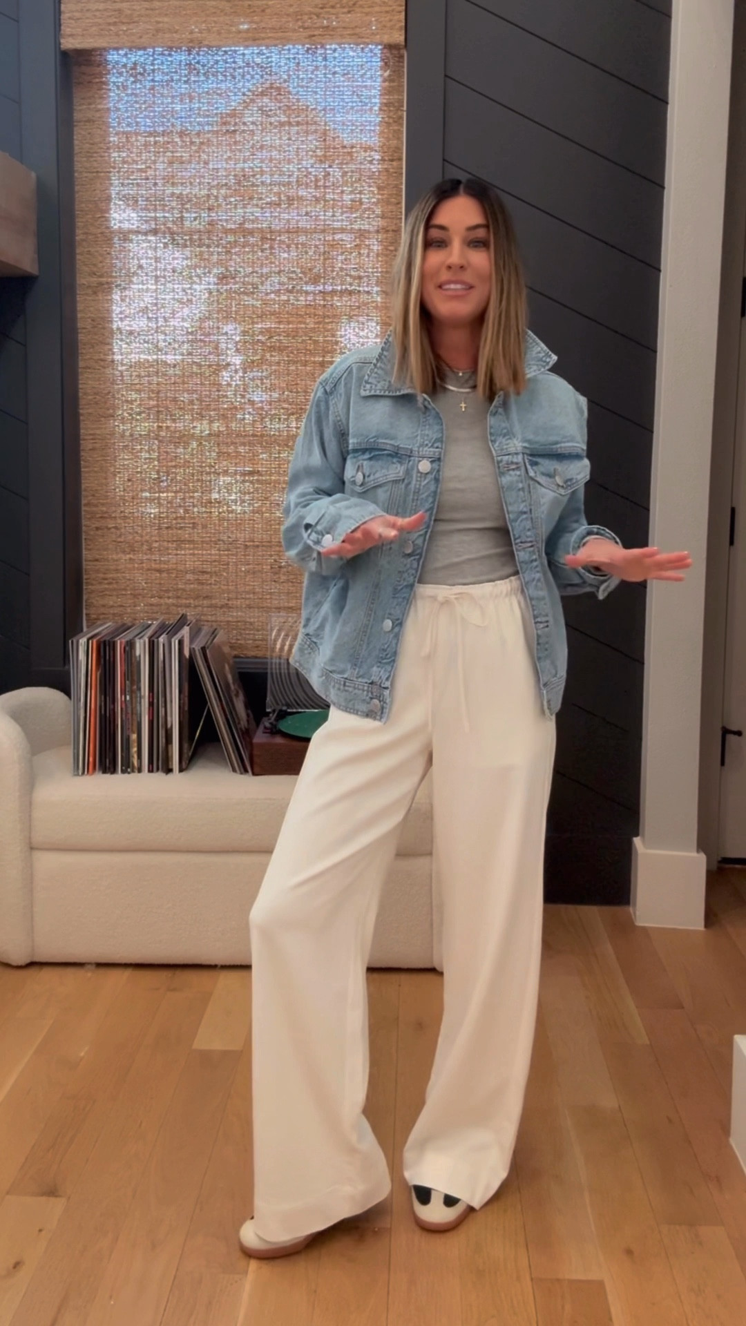 I’m SO pleased with this denim jacket that’s  on sale for $19 today, and these pants are an Aritzia look for less! 🤩🙌🏼Everything is true to size. 

#LTKootd #LTKgrwm #LTKSaleAlert