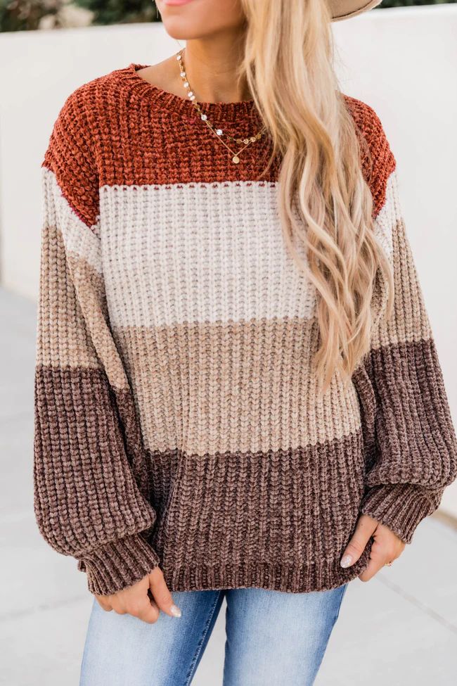 Give You The Best Colorblock Mocha Sweater SALE | The Pink Lily Boutique