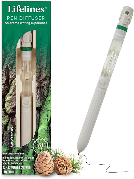Lifelines Pen Diffuser, Walk in the Woods - 1mm Black Ballpoint Pen with Scented Essential Oil Bl... | Amazon (US)