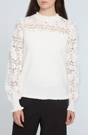 Elie Tahari The Felicity Floral Lace Detail Sweater | Nordstrom | Nordstrom