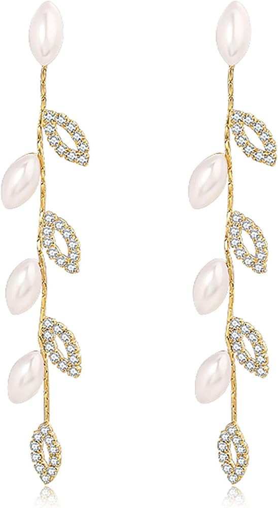 Dangling Earrings for Women Bridal Earrings for Wedding Rhinestone Wedding Prom Anniversary Delic... | Amazon (US)