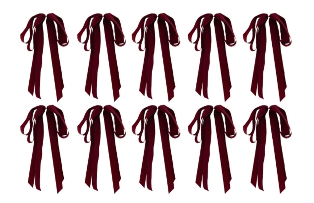 My Texas House 10 Pack Burgundy Velvet Christmas Draped Tree Bow, 12 inches | Walmart (US)