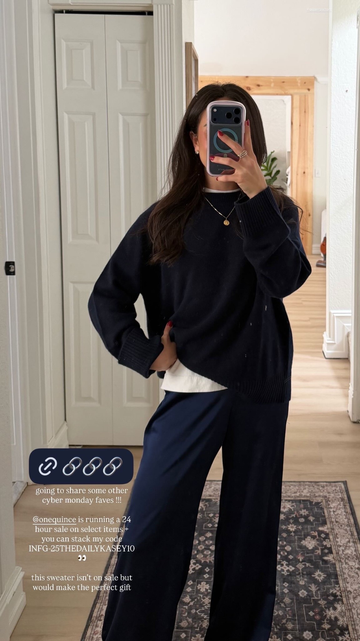 Quince is doing a 24 hour flash sale for cyber monday!! My code INFG-25THEDAILYKASEY10 is stackable on top of the sale for new customers — the oversized cashmere sweater is the best gift idea for a mom, mother in law, sister, bestfriend 

#LTKGiftGuide #LTKSaleAlert #LTKCyberWeek