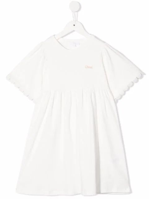 embroidered logo flared dress | Farfetch Global