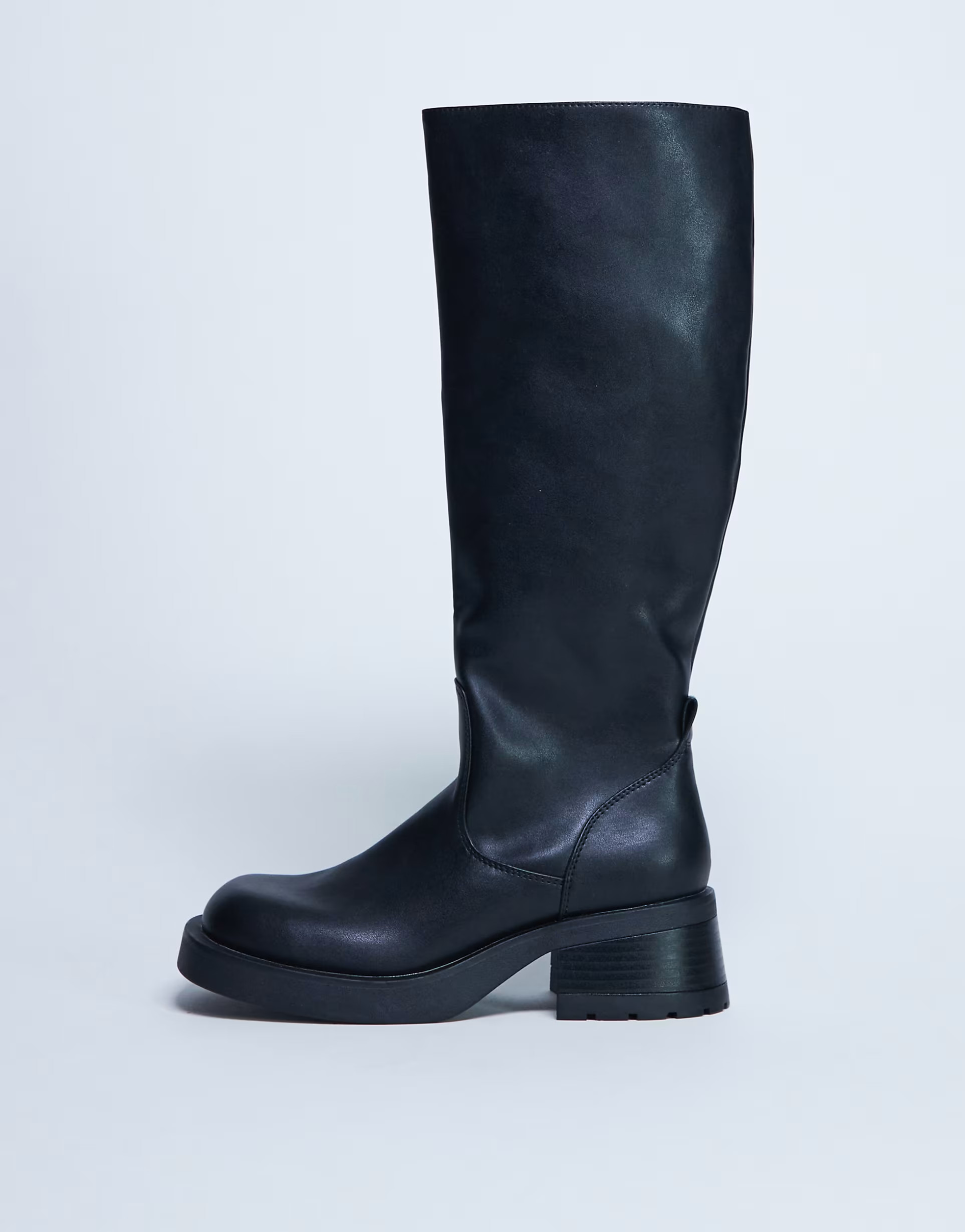 Topshop Rachel knee high chunky heeled boot in black | ASOS (Global)