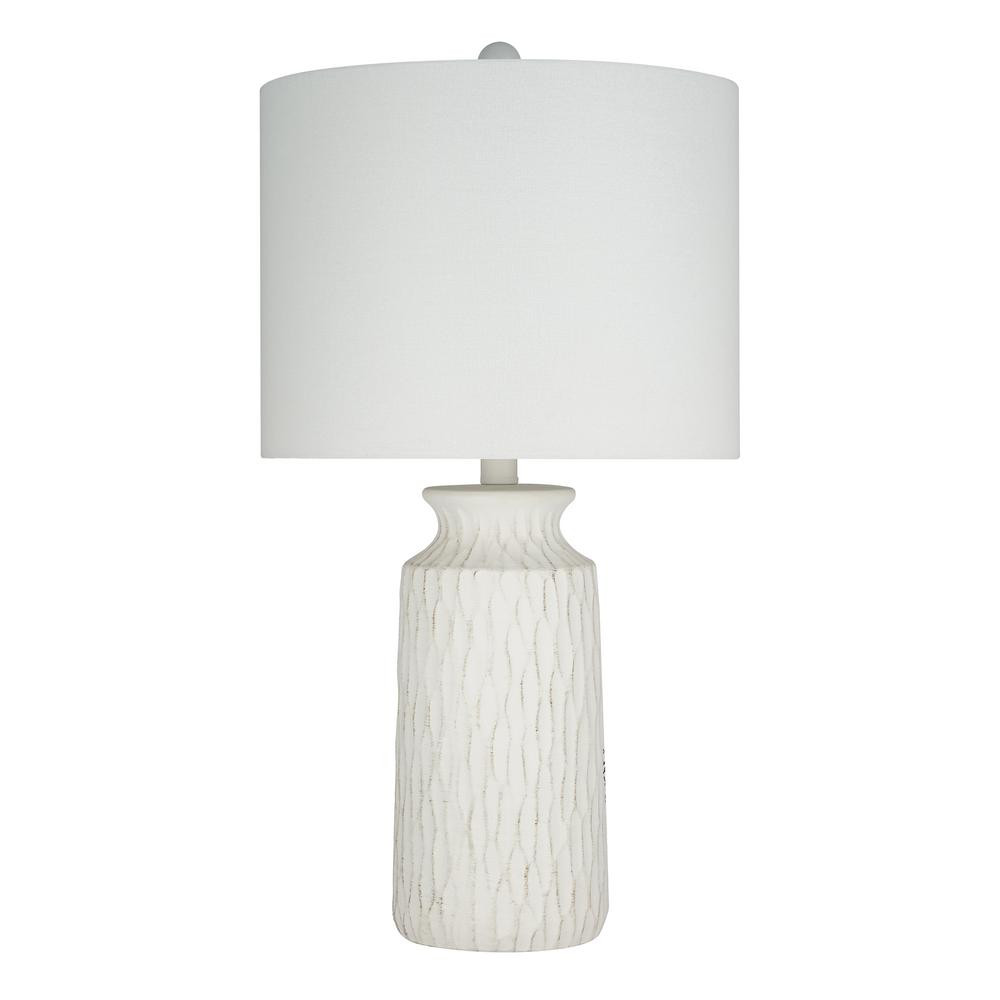 Cresswell 24.5 in. White Transitional Table Lamp with Shade and LED Bulb Included | The Home Depot