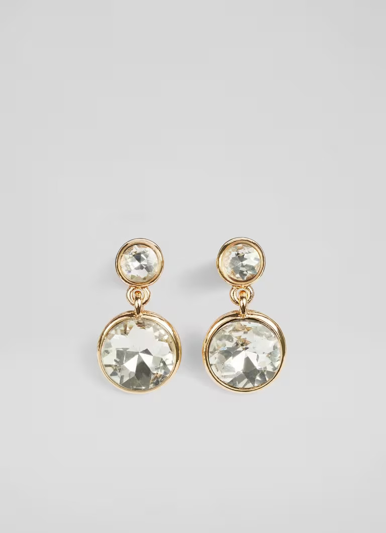Lulu Clear Round Crystal Drop Earrings | L.K. Bennett (UK)