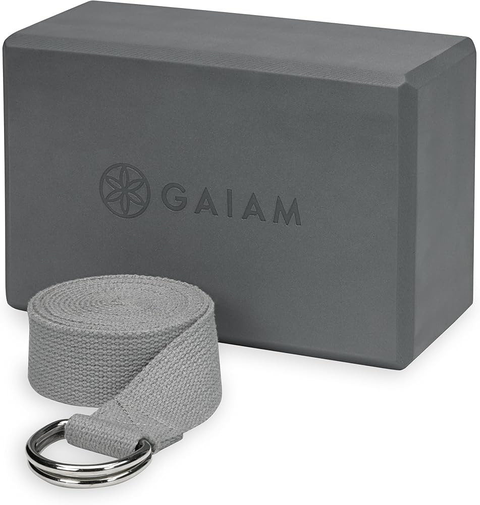 Gaiam Yoga Block & Yoga Strap Combo Set - Yoga Block with Strap, Pilates & Yoga Props to Help Ext... | Amazon (US)