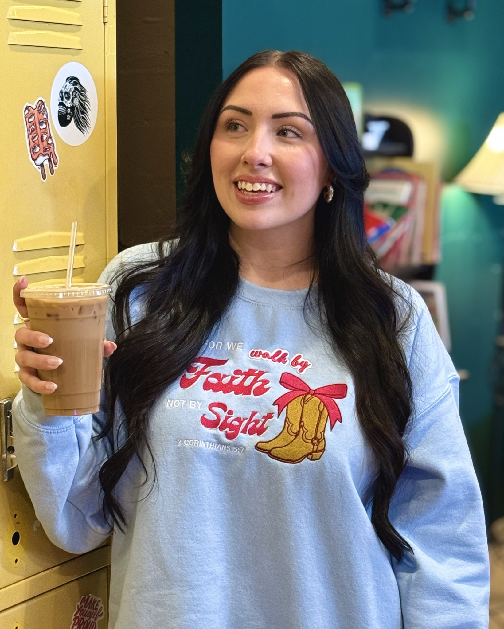 Keeping it comfy with this oversized 2 Corinthians 5:7 crewneck, chocolate brown yoga pants, and nike sneakers💕

#LTKdayinmylife #LTKootd