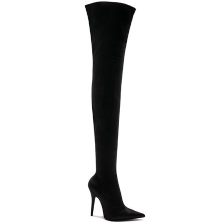 Jeffrey Campbell Gamora Black Lycra Stretch Satin Fitted Thigh Pointed (6) | Walmart (US)