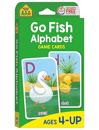 School Zone Go Fish Alphabet Game Cards: Preschool, Kindergarten, 1st Grade, ABC's, Matching, Upp... | Amazon (US)