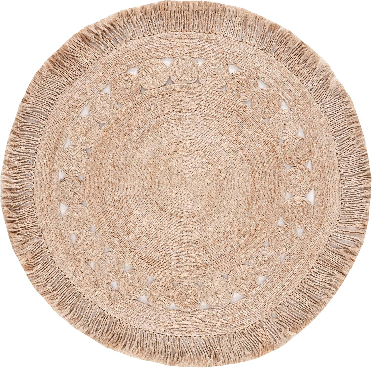 SAFAVIEH Natural Fiber Collection Area Rug - 4' Round, Natural, Farmhouse Jute Design, Ideal for High Traffic Areas in Living Room, Bedroom (NF175A) | Amazon (US)
