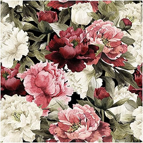 UniGoos Vintage Floral Peel and Stick Wallpaper Vinyl Removable Watercolor Peony Decorative Conta... | Amazon (US)