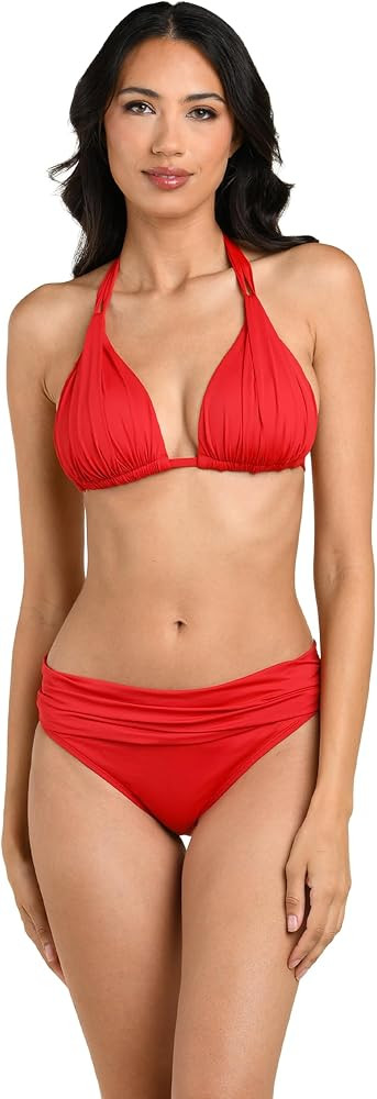 Island Goddess Rouched Halter Bikini Swimsuit Top | Amazon (US)