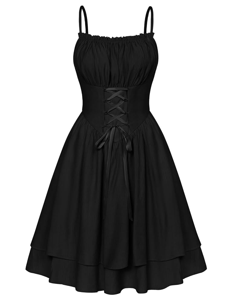 Scarlet Darkness Renaissance Dress Women Chiffon Spaghetti Strap Corset Dress | Amazon (US)