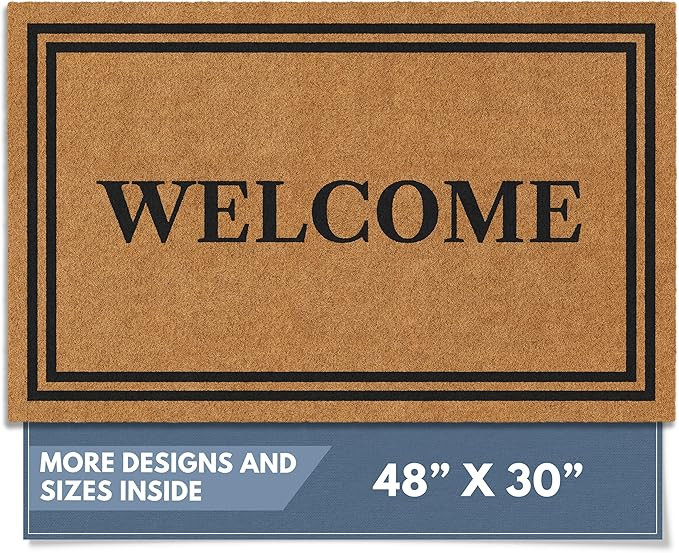 Barnyard Designs Natural Coco Coir Heavy Duty Backing Doormat - Large Cute Non-Slip Front Door We... | Amazon (US)