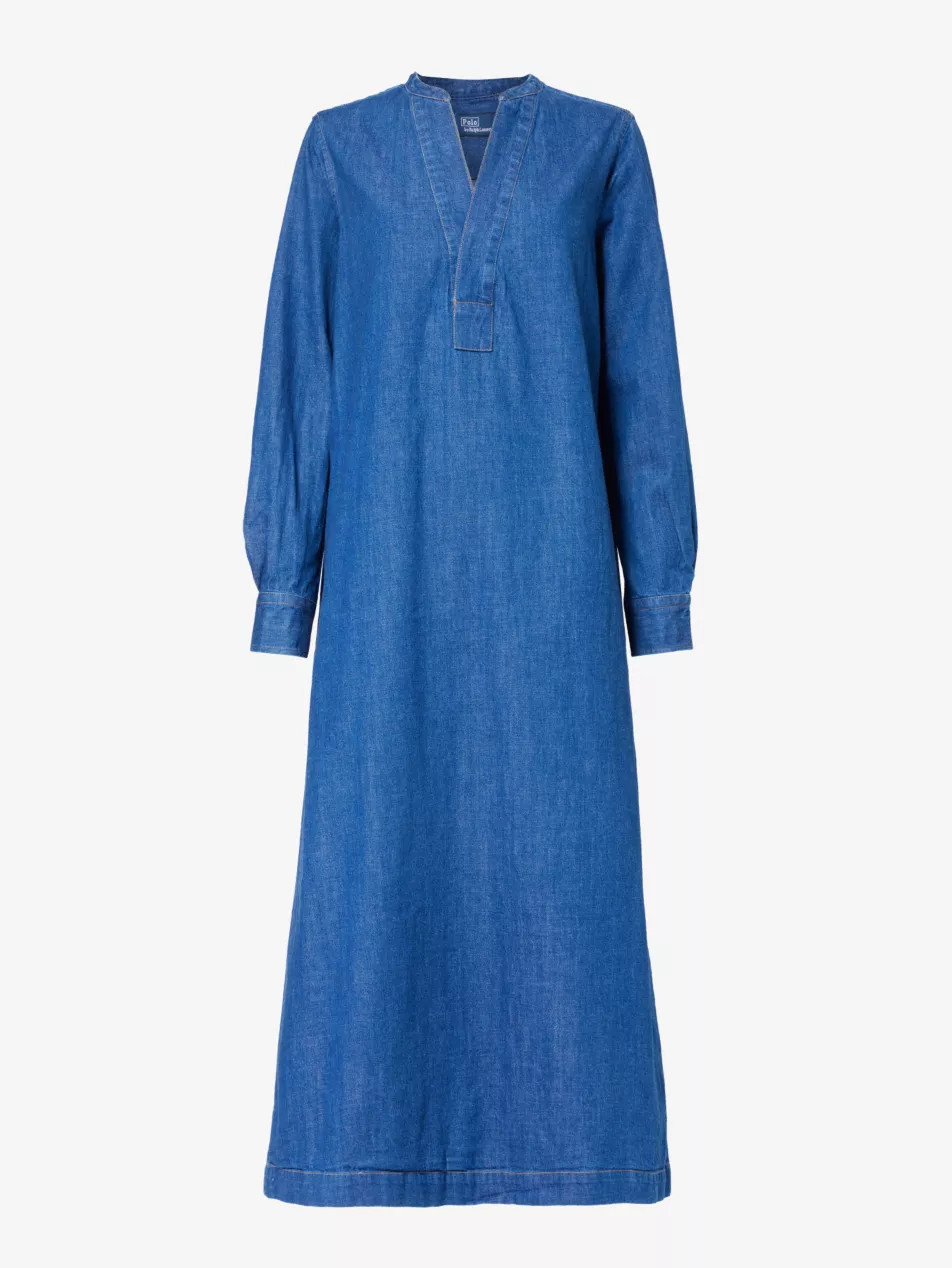 V-neck relaxed-fit denim midi dress | Selfridges