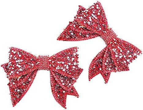 2 PCS DIY Handmade Large No Clip Bow Resin Rhinestone Shoes Bag Package Accessories (Red) | Amazon (US)