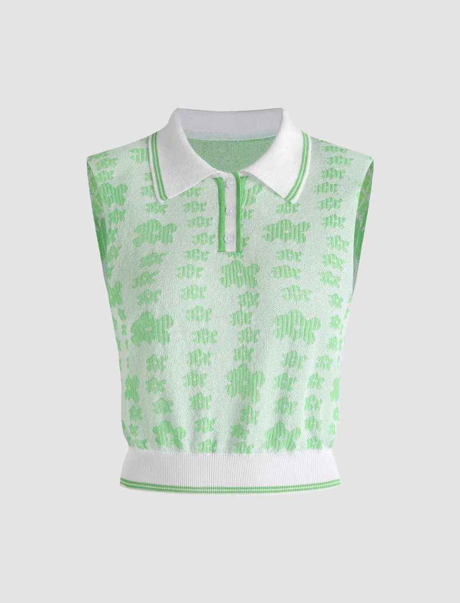 Floral Collar Knitted Vest | Cider