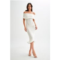 Molly Off Shoulder Knit Midi Dress / Ivory | MESHKI | L | MESHKI US