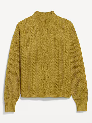 SoSoft Cropped Mock-Neck Cable Sweater | Old Navy (US)