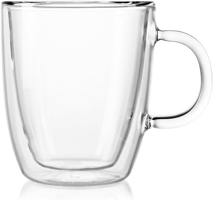 Bodum 10oz Bistro Double Wall Insulated Mug, High-Heat Borosilicate Glass, Set of 2, Clear | Amazon (US)