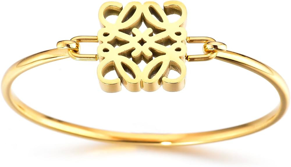 18K Gold Bracelet Bangle for Women Stainless Steel with Crystal Trendy Jewelry | Amazon (US)
