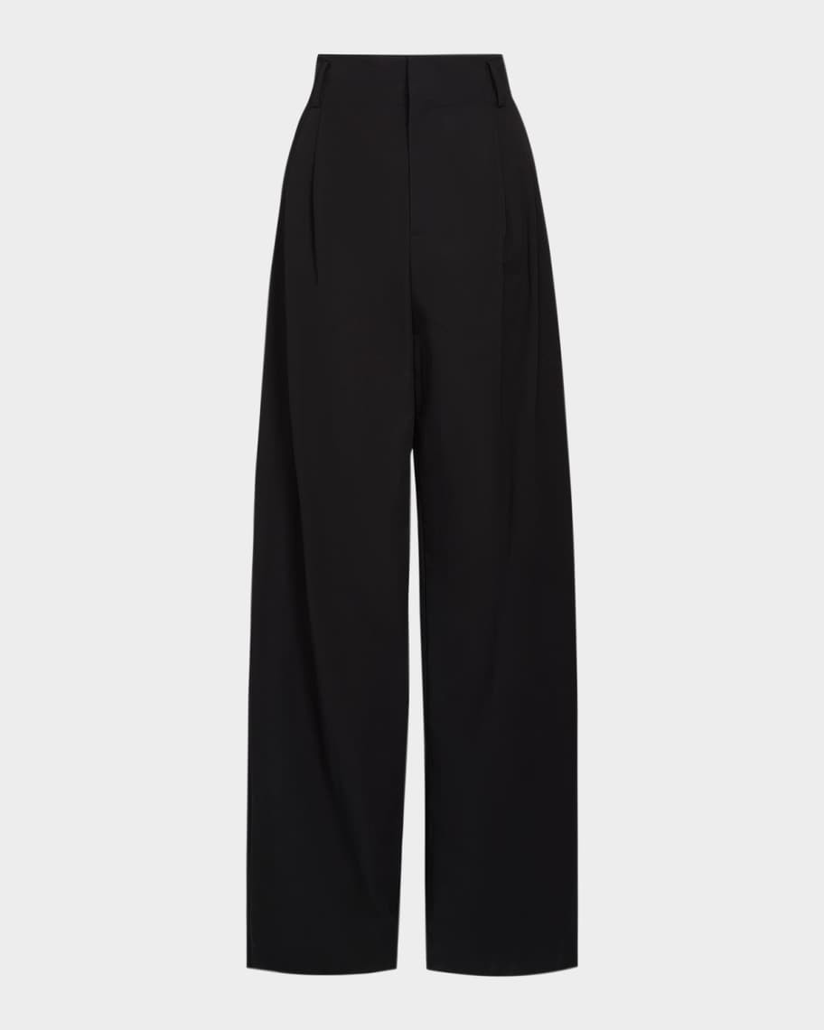 High-Rise Pleated Trousers | Neiman Marcus