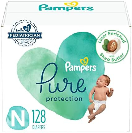 Diapers Size 0, 128 Count - Pampers Pure Protection Disposable Baby Diapers, Hypoallergenic and U... | Amazon (US)