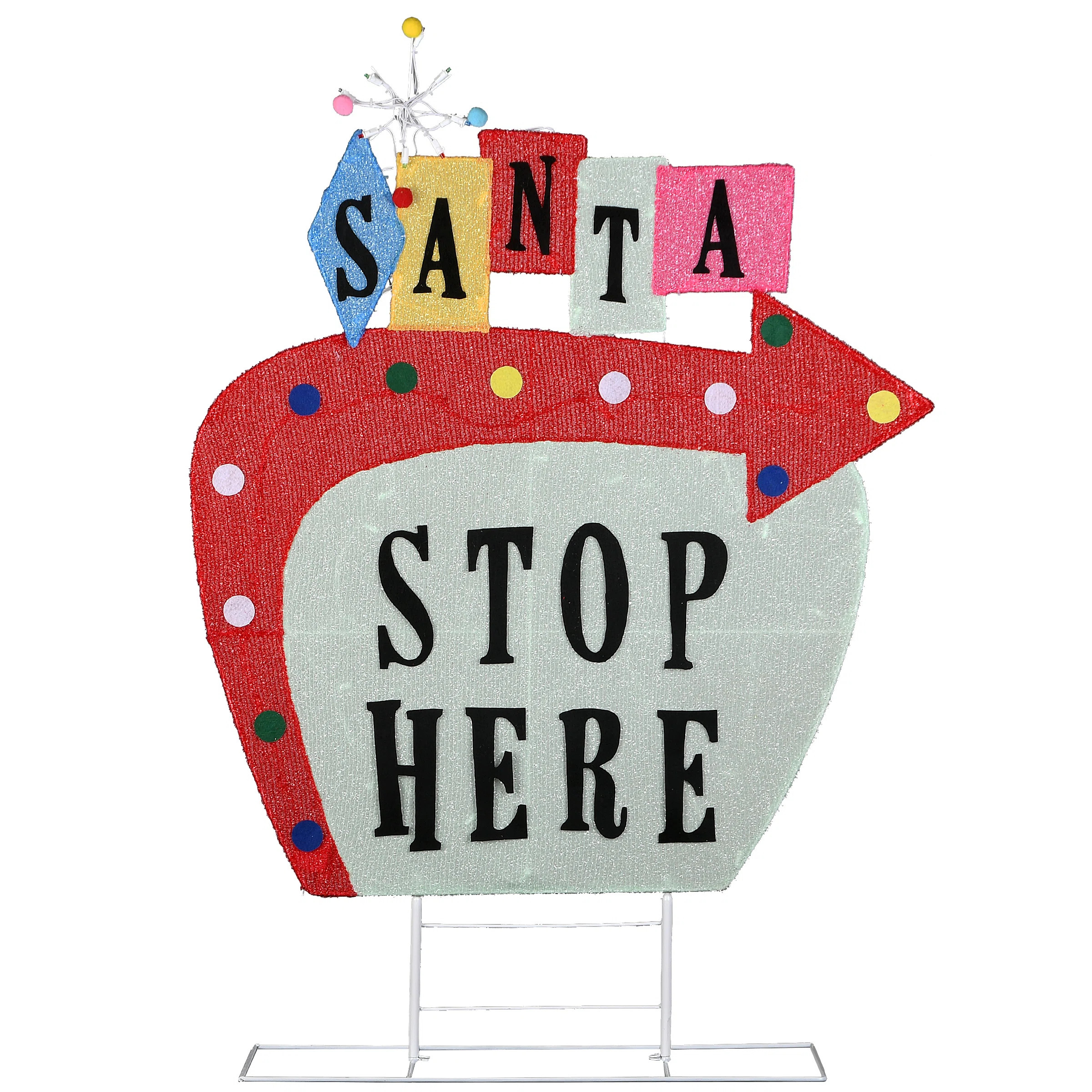 50 in. Vintage Vegas Santa Sign with LED Lights | Wayfair North America