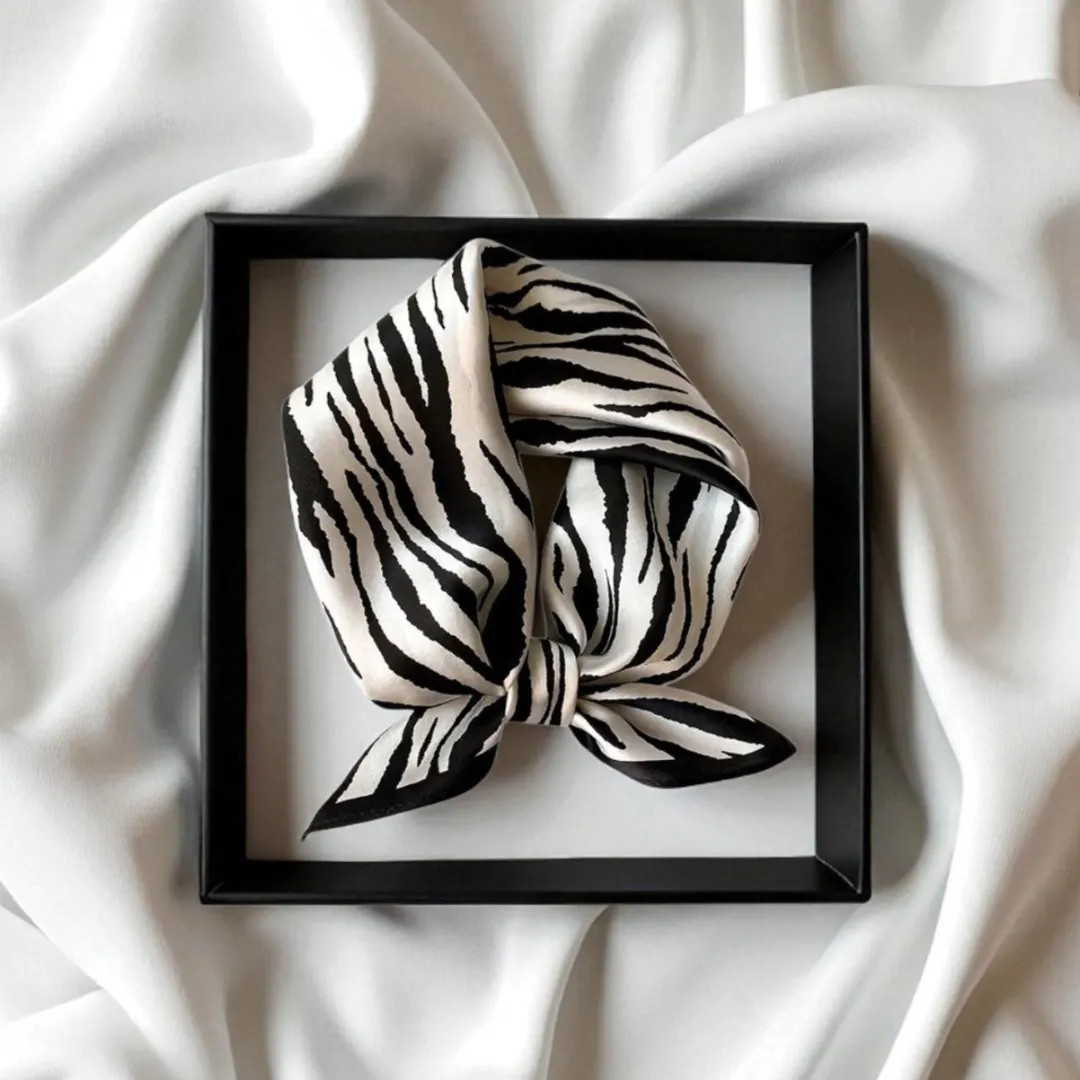 Zebra Print 100% Silk Scarf: Elegant Black and White Bandana (53x53 Cm) - Etsy | Etsy (US)