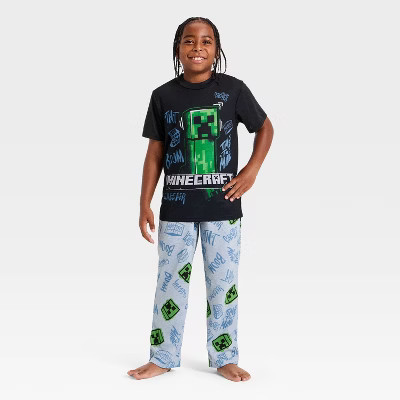 Boys' 2pc Minecraft T-Shirt and Pant Pajama Set - Black XS | Target
