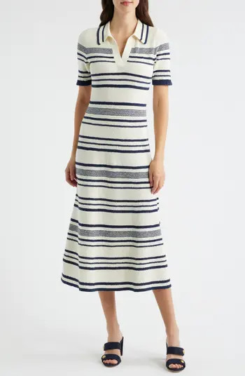 ZOE AND CLAIRE Stripe Midi Polo Sweater Dress | Nordstrom | Nordstrom
