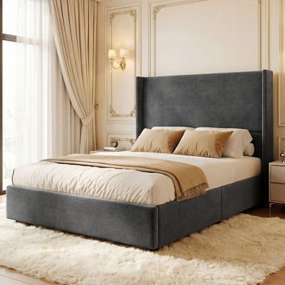 Dyonery natural linen soft bed, 55 inches in height, reinforced structure, suitable for 8-14 inch thick mattresses, no need for spring box，Grey | Target