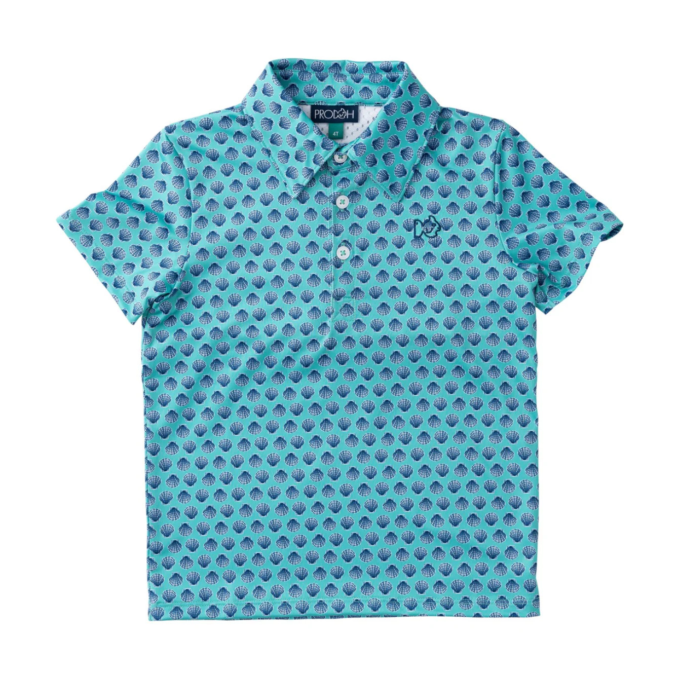 Boys' Short Sleeve Pro Performance Polo - Marine Green Shell Print | PRODOH