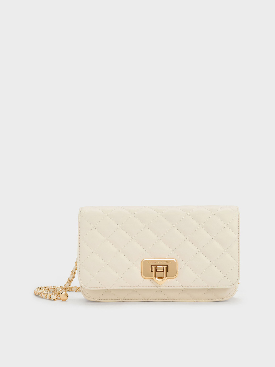 Cressida Quilted Push-Lock Clutch
 - Cream | Charles & Keith EU