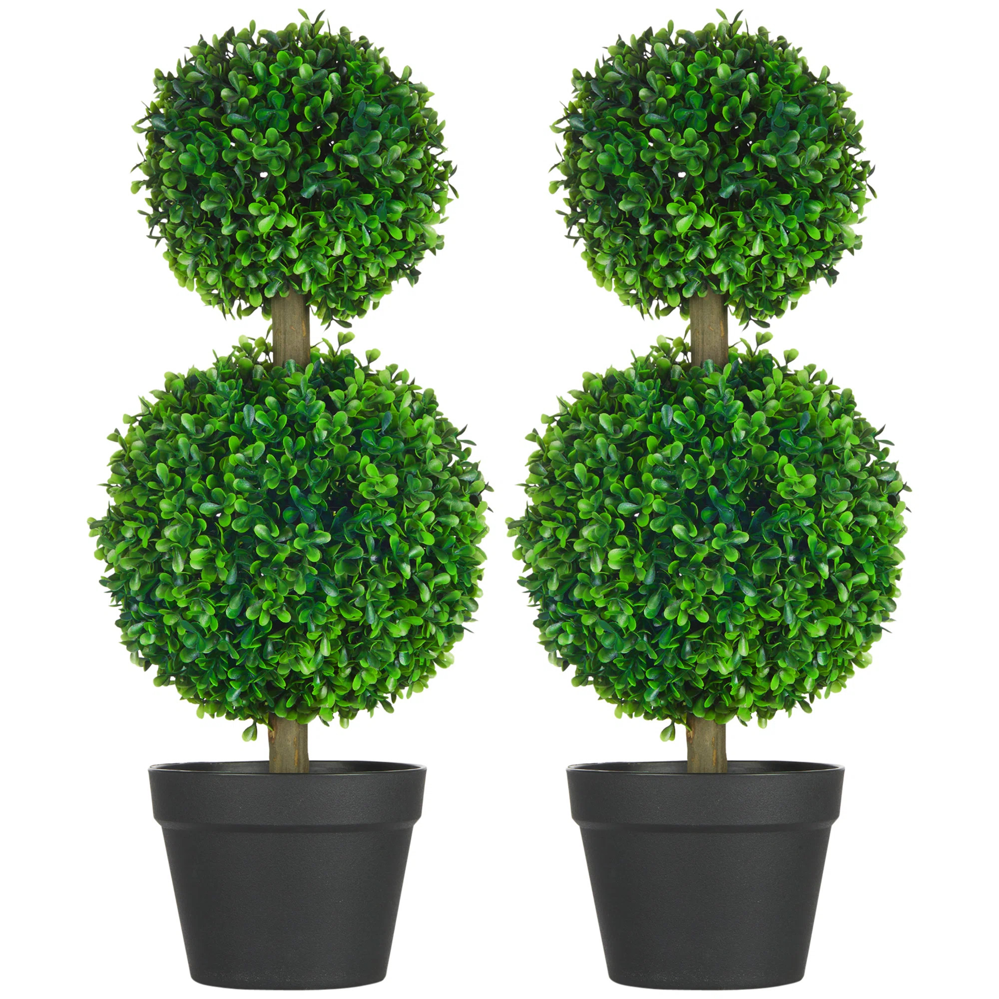 Zeigler 23.5'' Faux Boxwood Topiary in Cement Pot (Set of 2) | Wayfair North America
