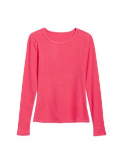 Plush Long-Sleeve Rib-Knit Slim-Fit T-Shirt for Women | Old Navy (US)