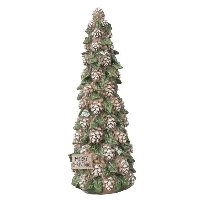 Small Brown Polyresin Pinecone Tree Christmas Tabletop Decoration, 10.8 in, by Holiday Time - Wal... | Walmart (US)