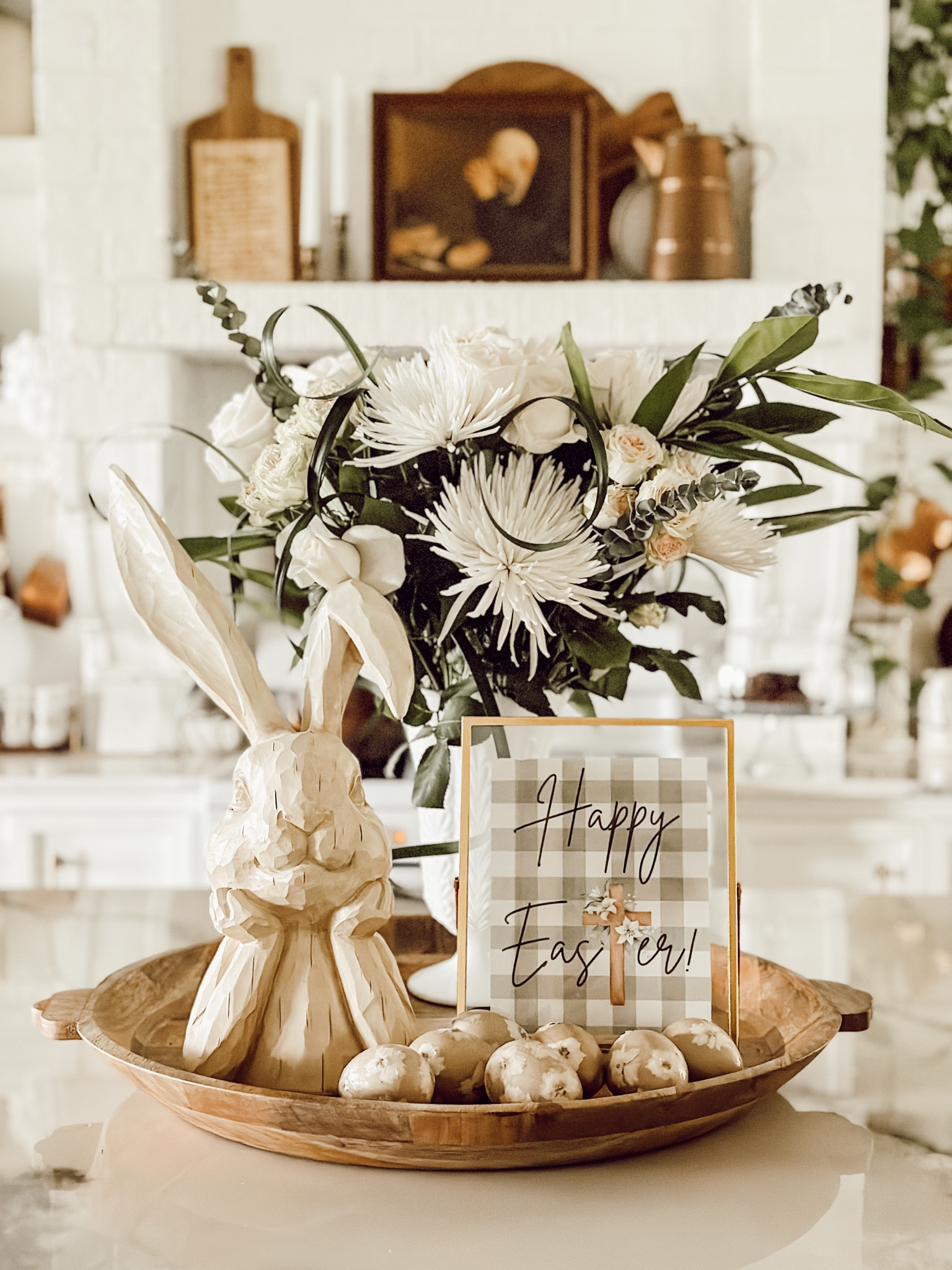 Kitchen Island Easter Centerpiece! #eastercenterpiece #easterdecorating #easterkitchen #easterdecor 

#LTKSeasonal #LTKhome