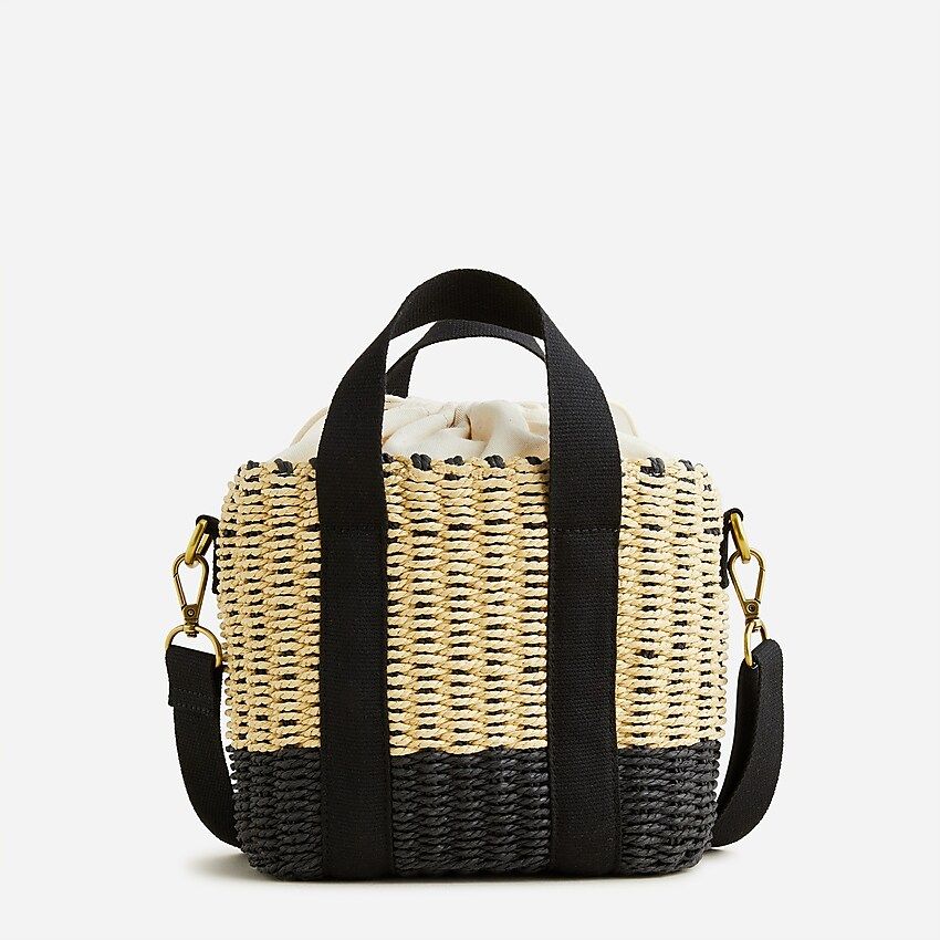 Small Montauk tote in straw with crossbody strap | J.Crew US