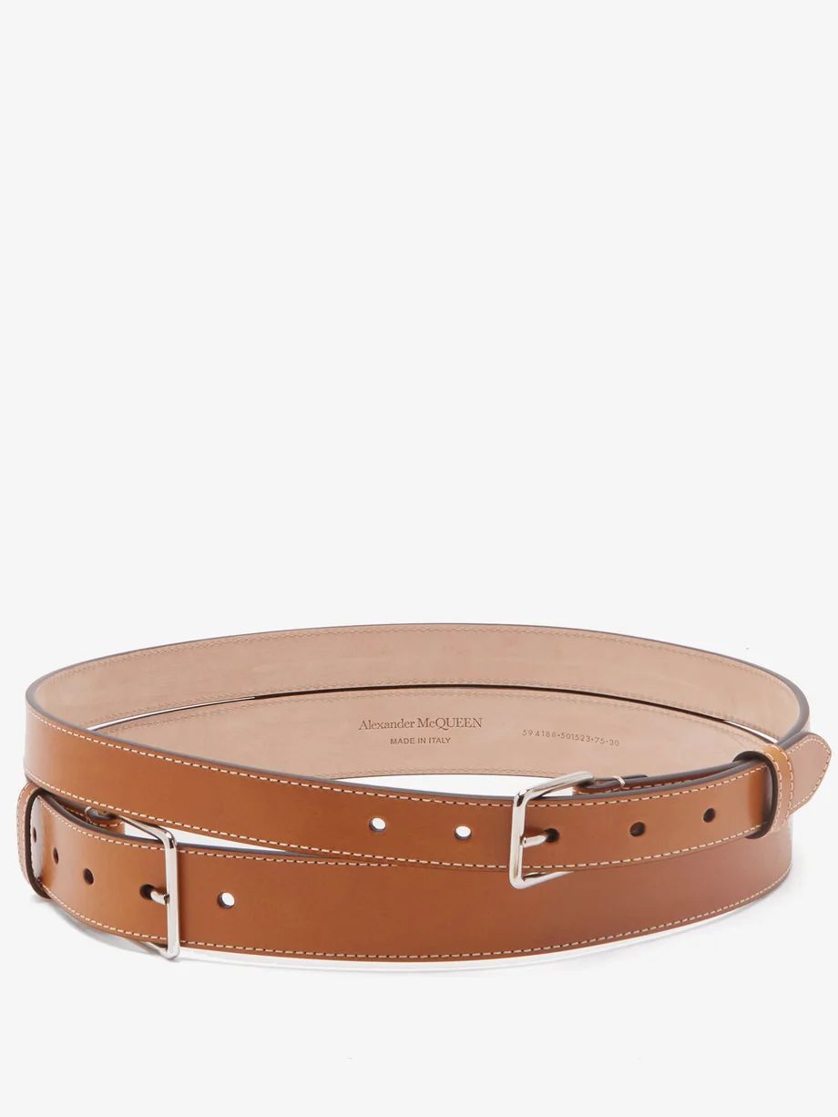 Double-buckle leather belt | Matches (UK)