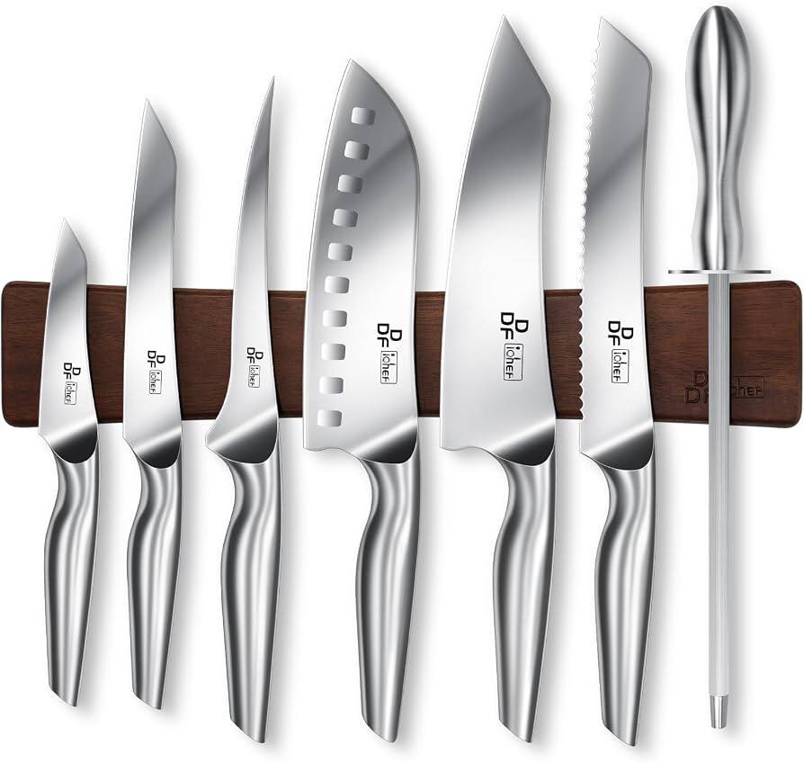 Knife Set with Magnetic Knife Strip 8 Piece, High Carbon Stainless Steel | Amazon (US)