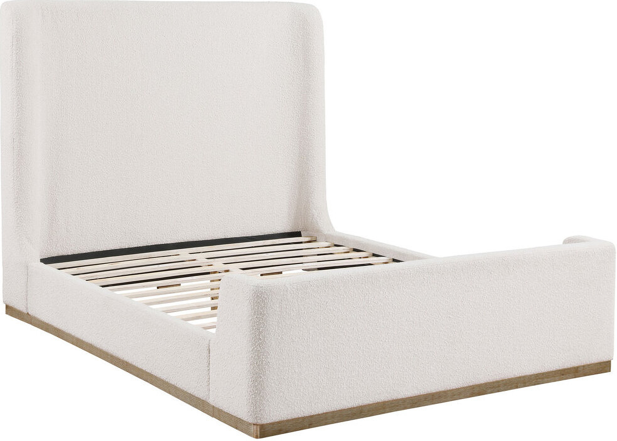 Nala Upholstered Queen Wingback Platform Sleigh Bed Cream | 1stopbedrooms