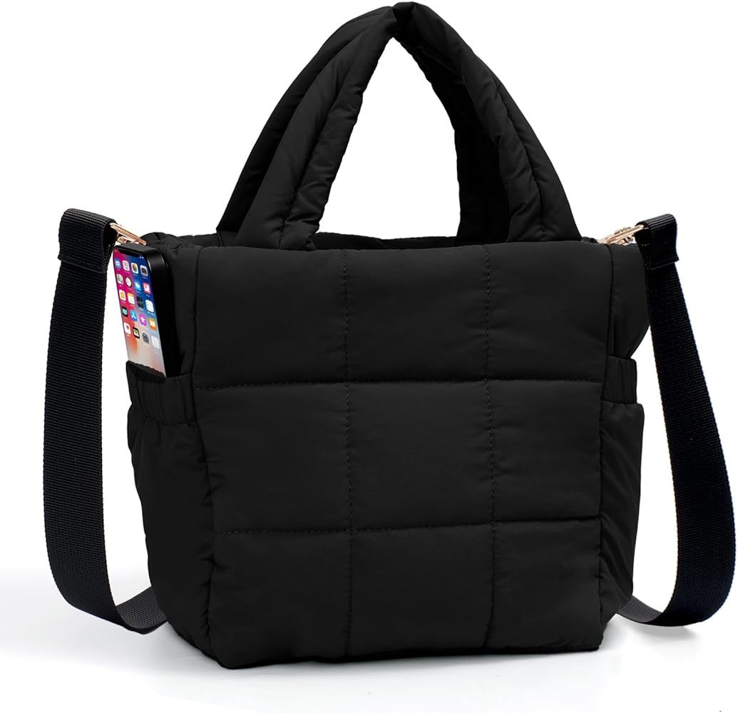 NAARIIAN Women Puffer Tote Bag Top Handle Lightweight Handmade Waterproof Nylon Puffy Shoulder Du... | Amazon (US)