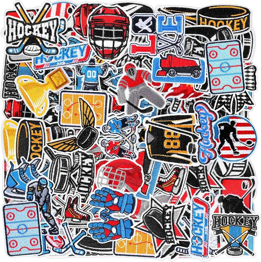 72 Pcs Hockey Iron on Patches Chenille Embroidered Hockey Iron on Hat Patch 36 Style Sport Appliq... | Amazon (US)
