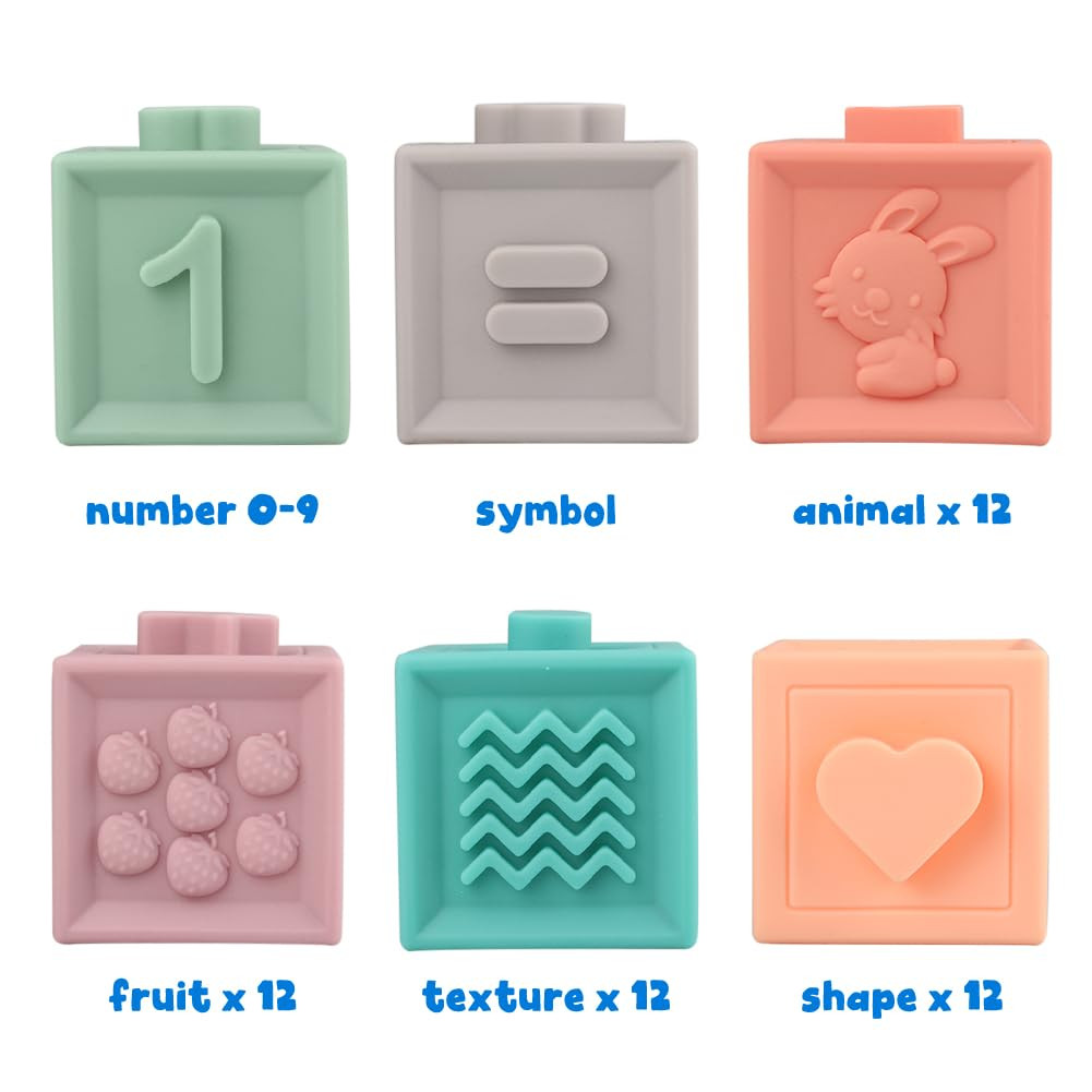 Litand Soft Stacking Blocks for Baby - Sensory Montessori Toys Toddler Activities - Gifts for Boy... | Amazon (US)