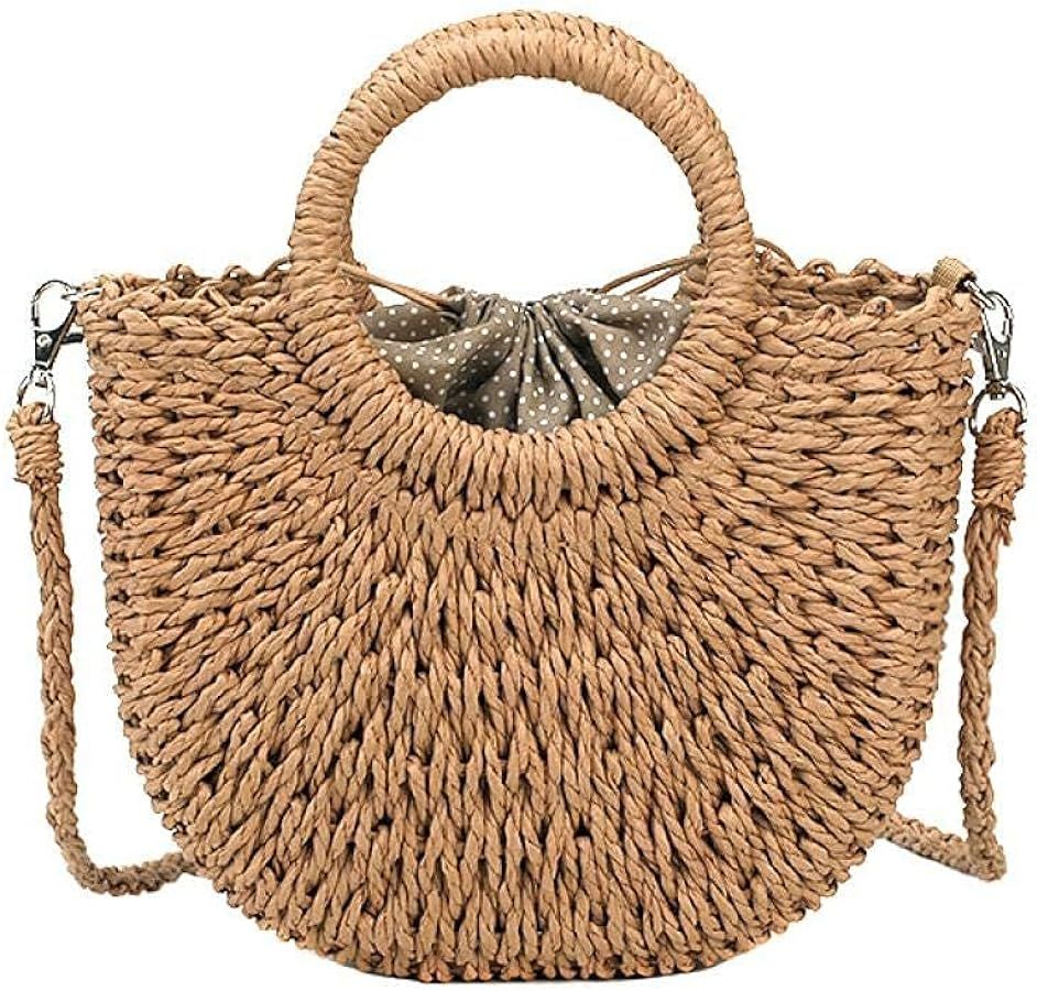 Women Straw Crossbody Bag Summer Beach Weave Shoulder Bag Rattan | Amazon (US)